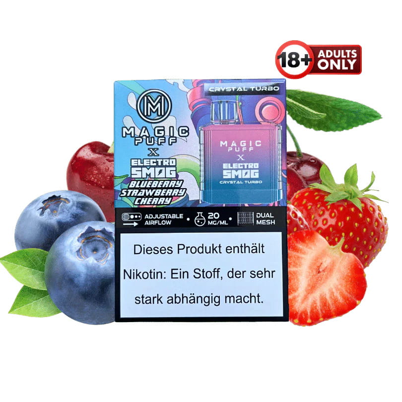 Blueberry Strawberry Cherry Crystal Turbo Magic Puff X Electro Smog 