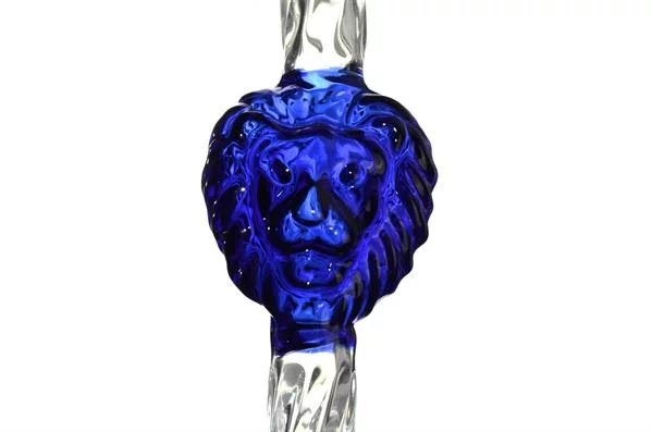 Mata Leon Glasmundstück - Twisted Lion Head MLZ394 Blau