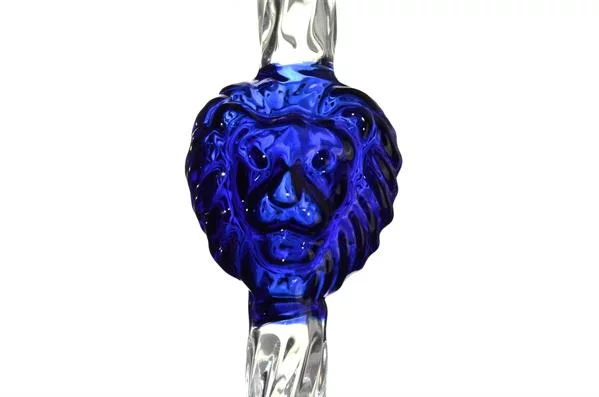 Mata Leon Glasmundstück Twisted Lion Head Blau Details Mata Leon Glasmundstück Twisted Lion Head Blau Details