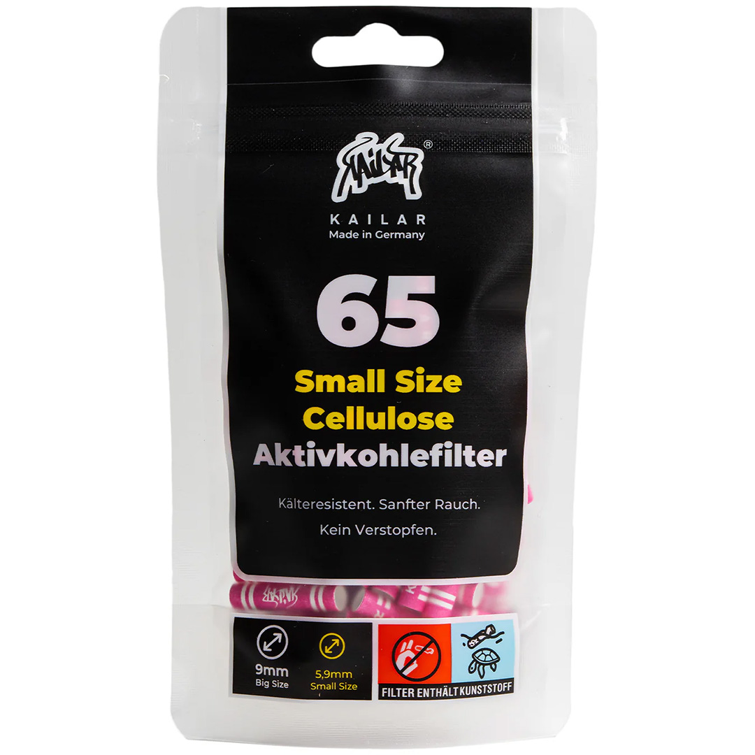 Kailar Cellulose Slim Aktivkohlefilter 5,9mm 65 Stück Pink