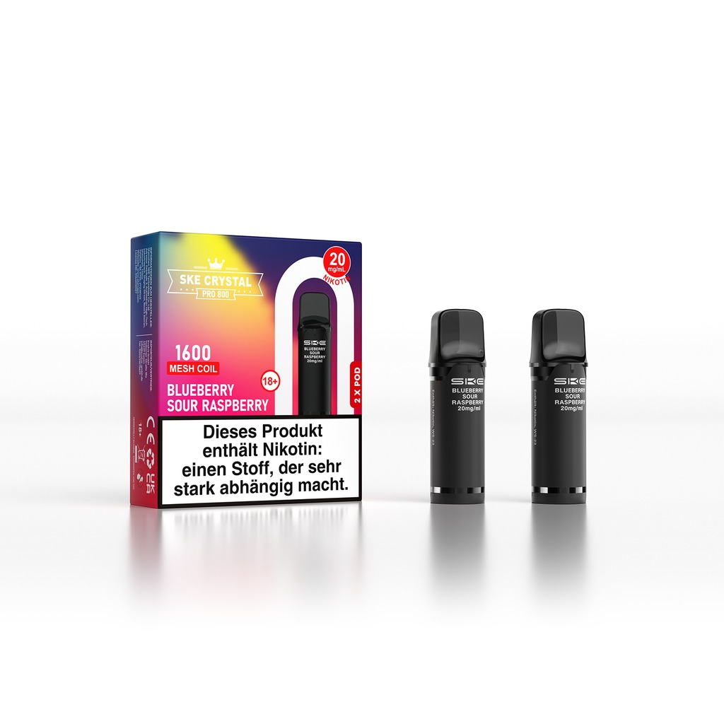 SKE Crystal Pro 800 Pod - Blueberry Sour Raspberry 2% Nikotin (2er Pack)